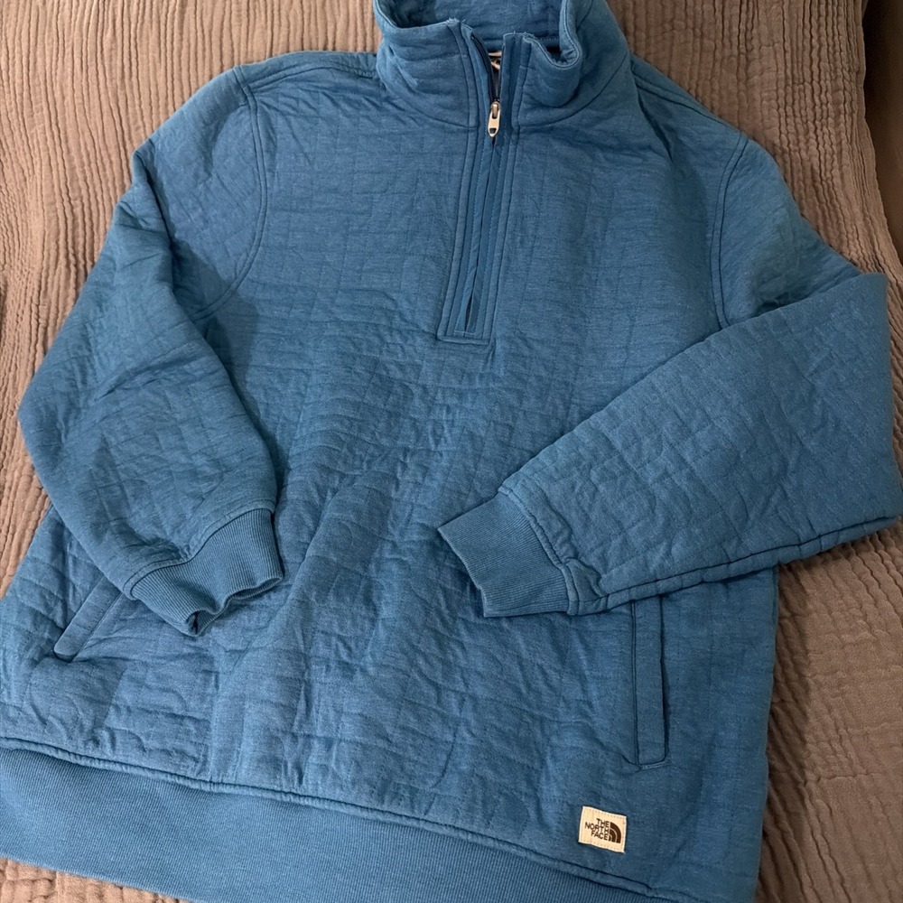 The North Face Men's XL Longs Peak Quilted 1/4-Zip Pullover  Blue EUC